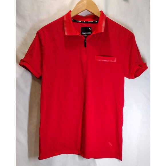 Stone Falcon Red Zip Polo Shirt M - Picture 1 of 10